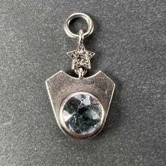 Platinum Aquamarine Diamond Star and Horseshoe Charm Pendant