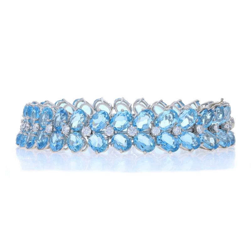Platinum Aquamarine Diamond Vintage Link Bracelet 7