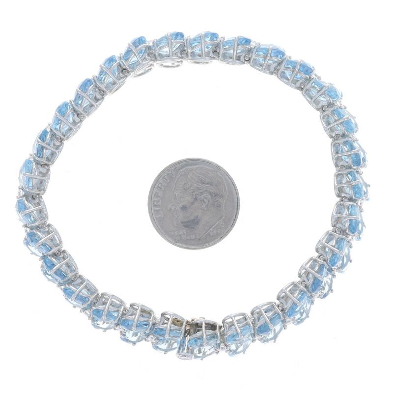 Platinum Aquamarine Diamond Vintage Link Bracelet 7