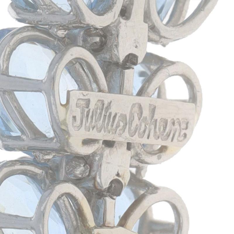 Platinum Aquamarine Diamond Vintage Link Bracelet 7