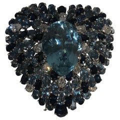 brooch platinum sapphire diamond
