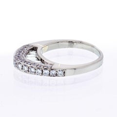 Platinum Arched Pave and Baguette Wedding Ring