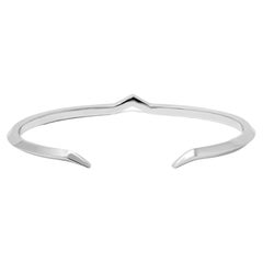 Platinum Architectural Minimalist Open-Ended Fang Bangle