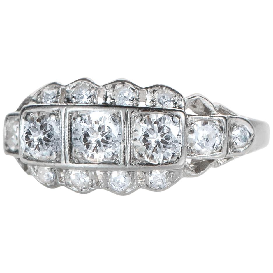 Platinum Art Deco 0.90 Carat Diamond Band Ring