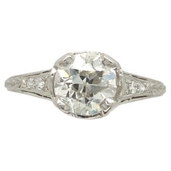 Antique Platinum Art Deco 1.01 carat Diamond Engagement Ring with GIA Report