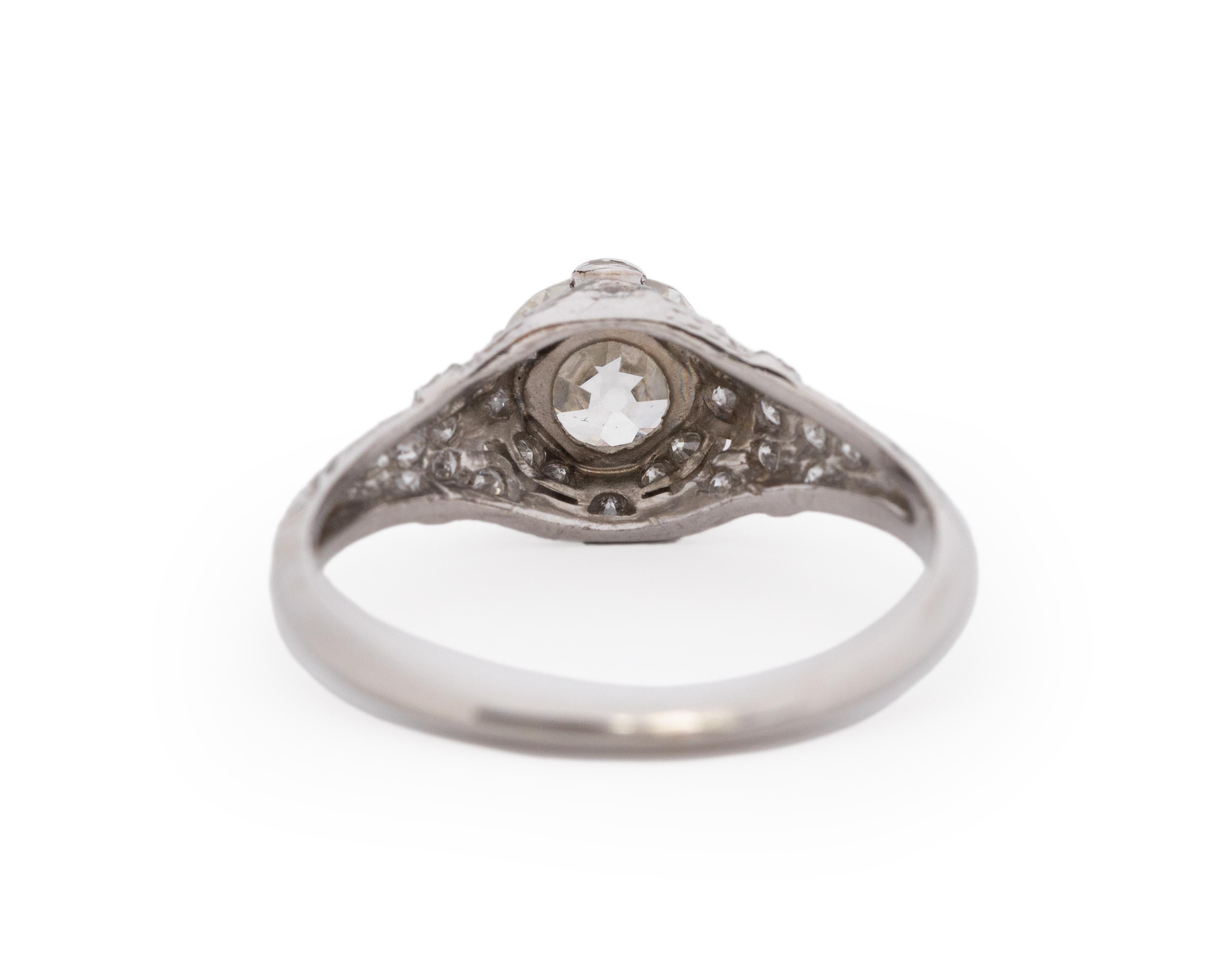 Platinum Art Deco 1.01 Carat Old European Brilliant Diamond Engagement Ring In Good Condition For Sale In Atlanta, GA
