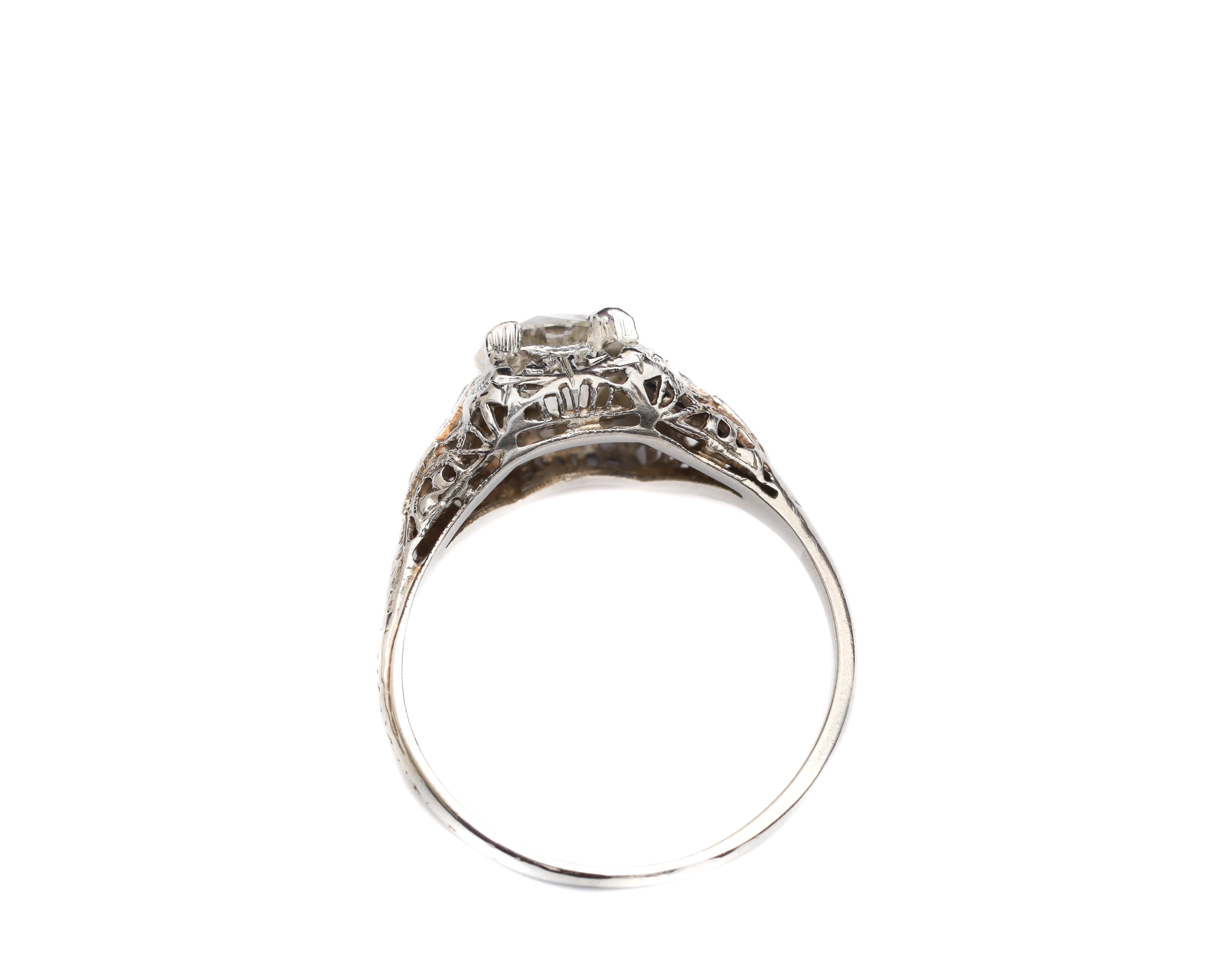 Old Mine Cut Platinum Art Deco 1.04 Carat Diamond Ring For Sale