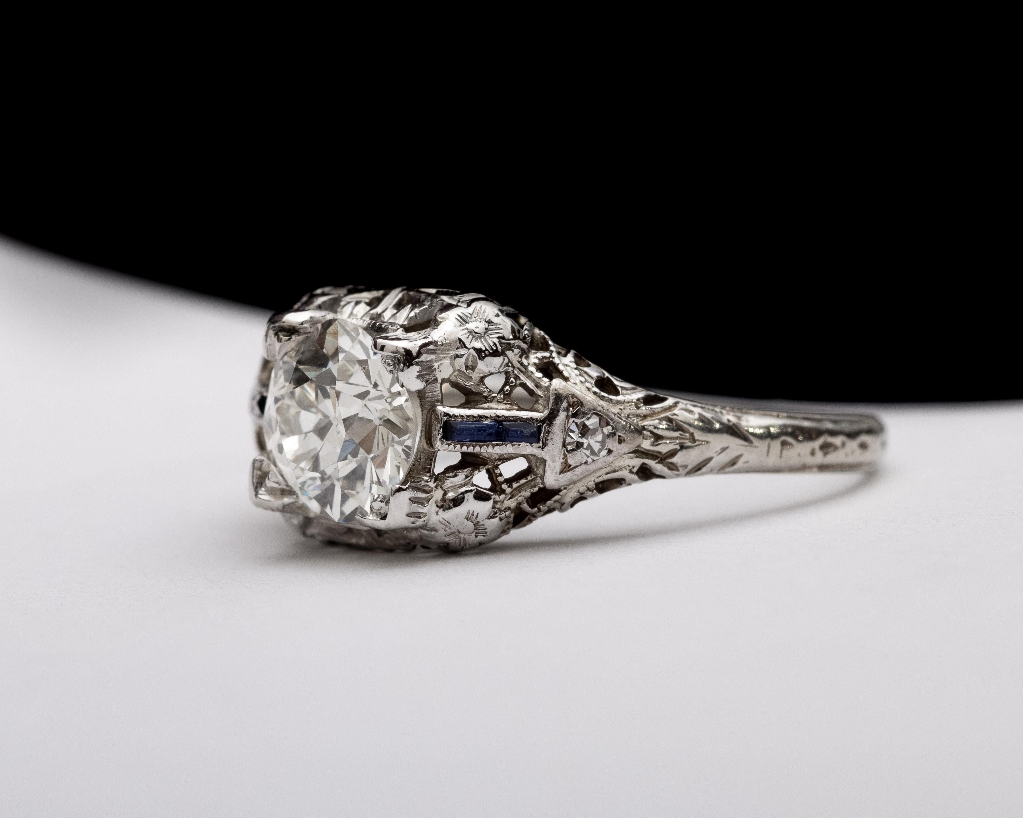 Platin Art Deco 1,04 Karat Diamantring im Zustand „Hervorragend“ im Angebot in Atlanta, GA