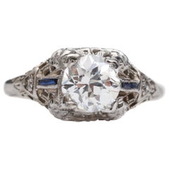 Antique Platinum Art Deco 1.04 Carat Diamond Ring