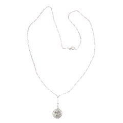 Platinum Art Deco 1.80 Carat Diamond Pendant on Necklace, 1920s