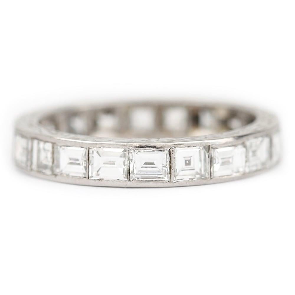Platinum Art Deco 2.30ct Asscher & Emerald Cut Diamond Full Eternity Ring c.1930 2
