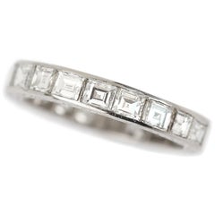 Platinum Art Deco 2.30ct Asscher & Emerald Cut Diamond Full Eternity Ring c.1930