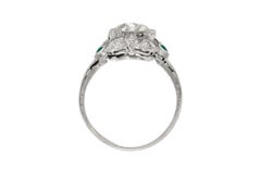 Platinum Art Deco 2.50 Center Diamond with Diamond around and Emerald