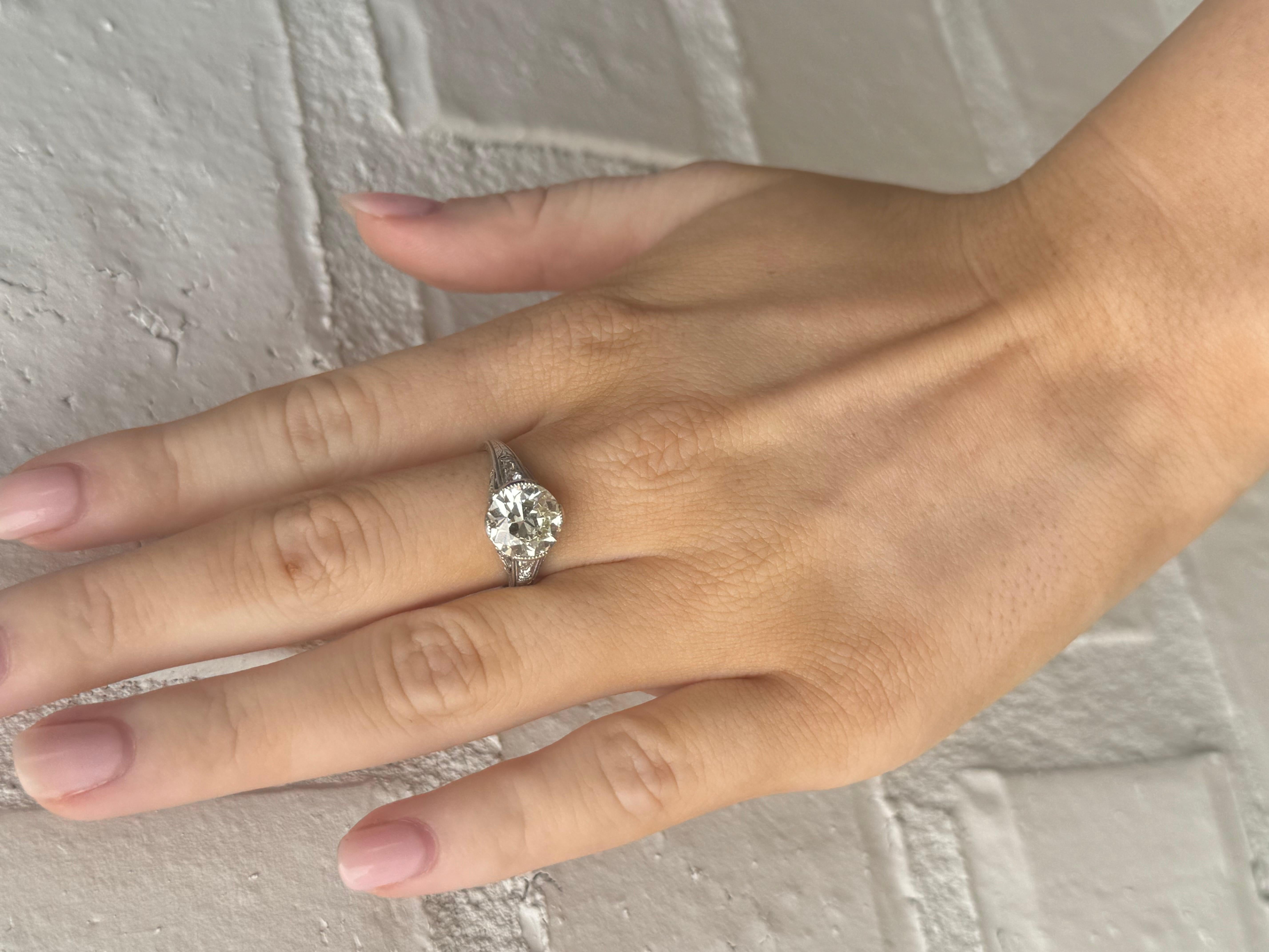 Platinum Art Deco 2.53 Carat Old European Cut Engagement Ring GIA 9
