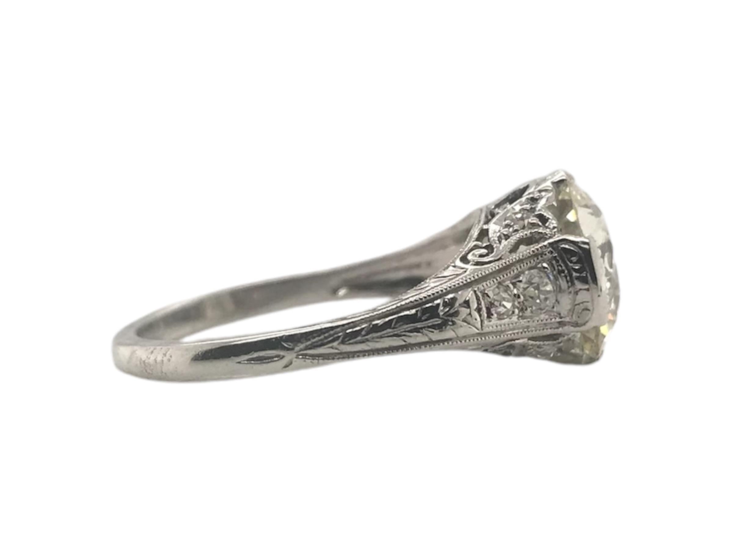 Platinum Art Deco 2.53 Carat Old European Cut Engagement Ring GIA 1