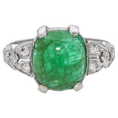 Platinum Art Deco 2.56ct Emerald and Diamond Ring