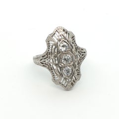 Platinum Art Deco 3 Stone Diamond Engagement Ring