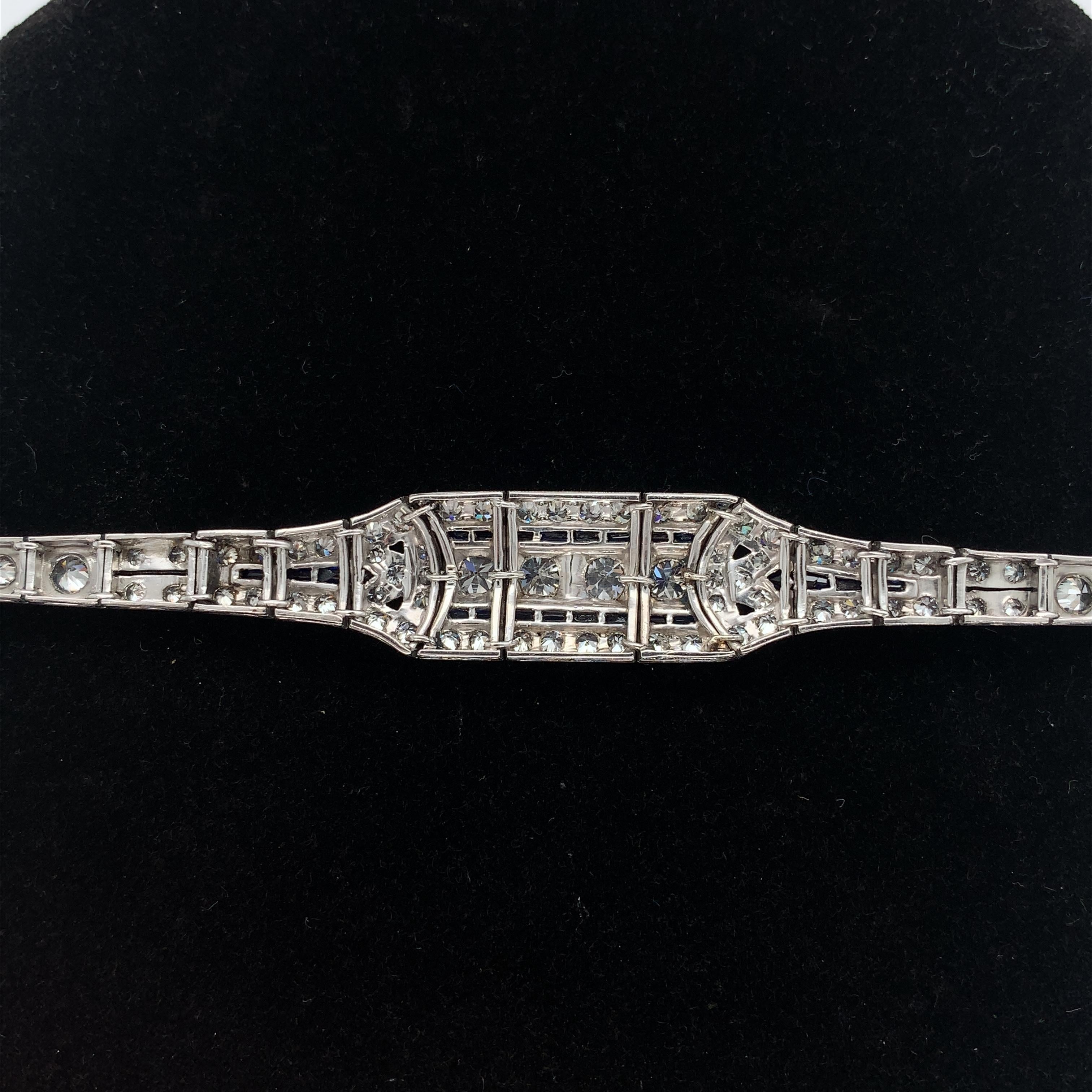 Platinum Art Deco 4.25 carat tw Diamond Bracelet with 18K clasp 7 1/8