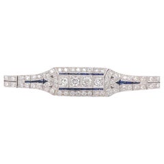 Antique Platinum Art Deco 4.25 carat tw Diamond Bracelet with 18K clasp 7 1/8"