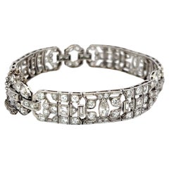 Platinum Art Deco 4.36ct Diamond Bracelet with Old European, Marquis
Baguette