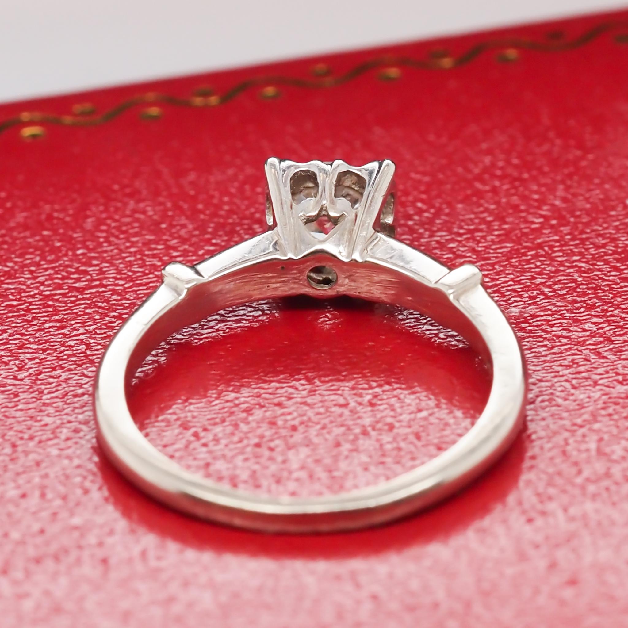 Old European Cut Platinum Art Deco .50 Carat Old European Brilliant Diamond Engagement Ring For Sale