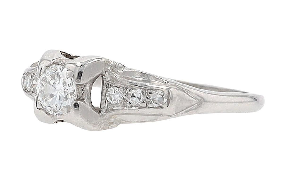 Platinum Art Deco 7 Stone Diamond Engagement Ring In Good Condition For Sale In Santa Barbara, CA