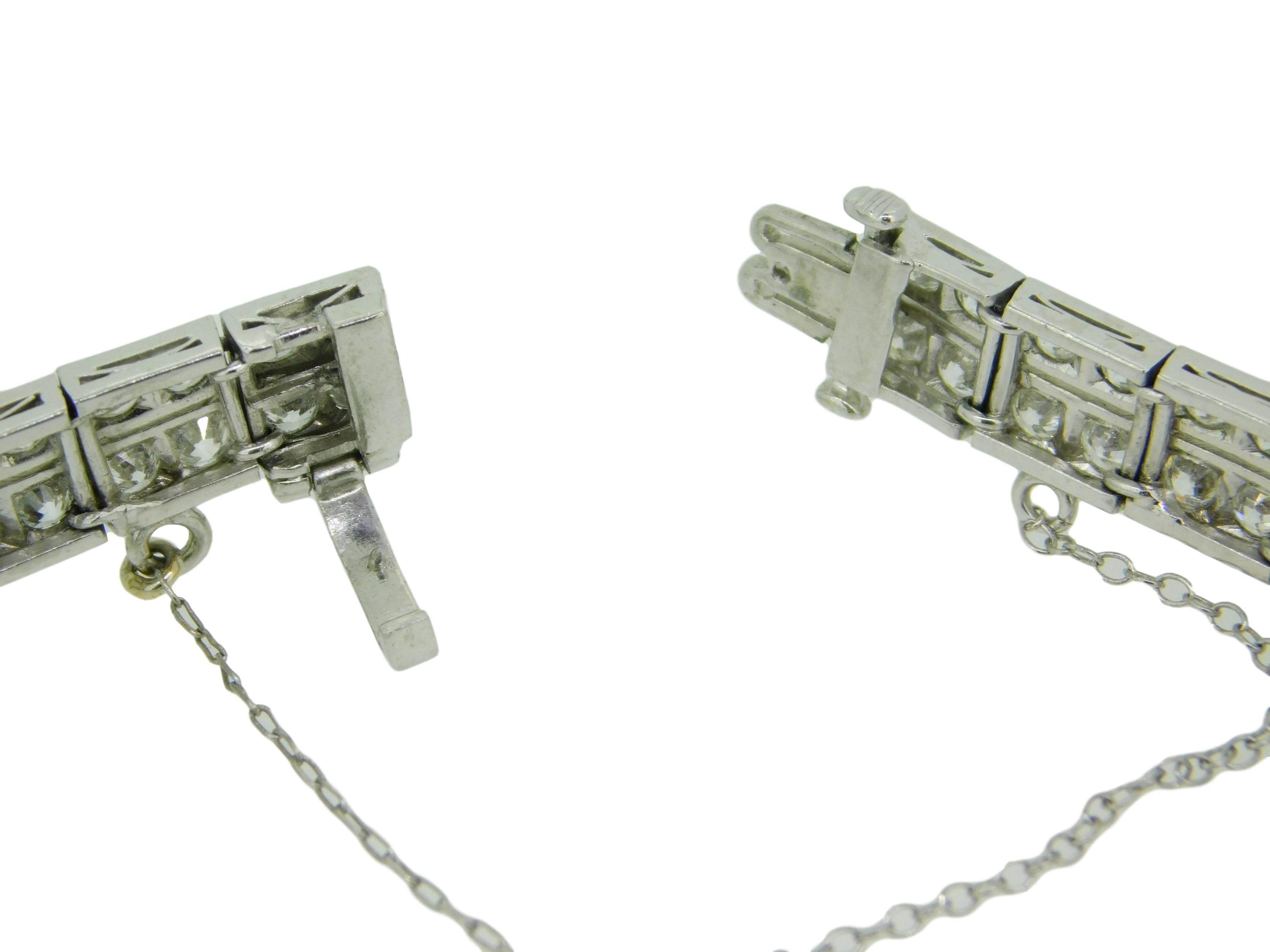 Platin Art Deco 8,5 Karat Diamantarmband mit synthetischen Saphiren '#J4561' 3