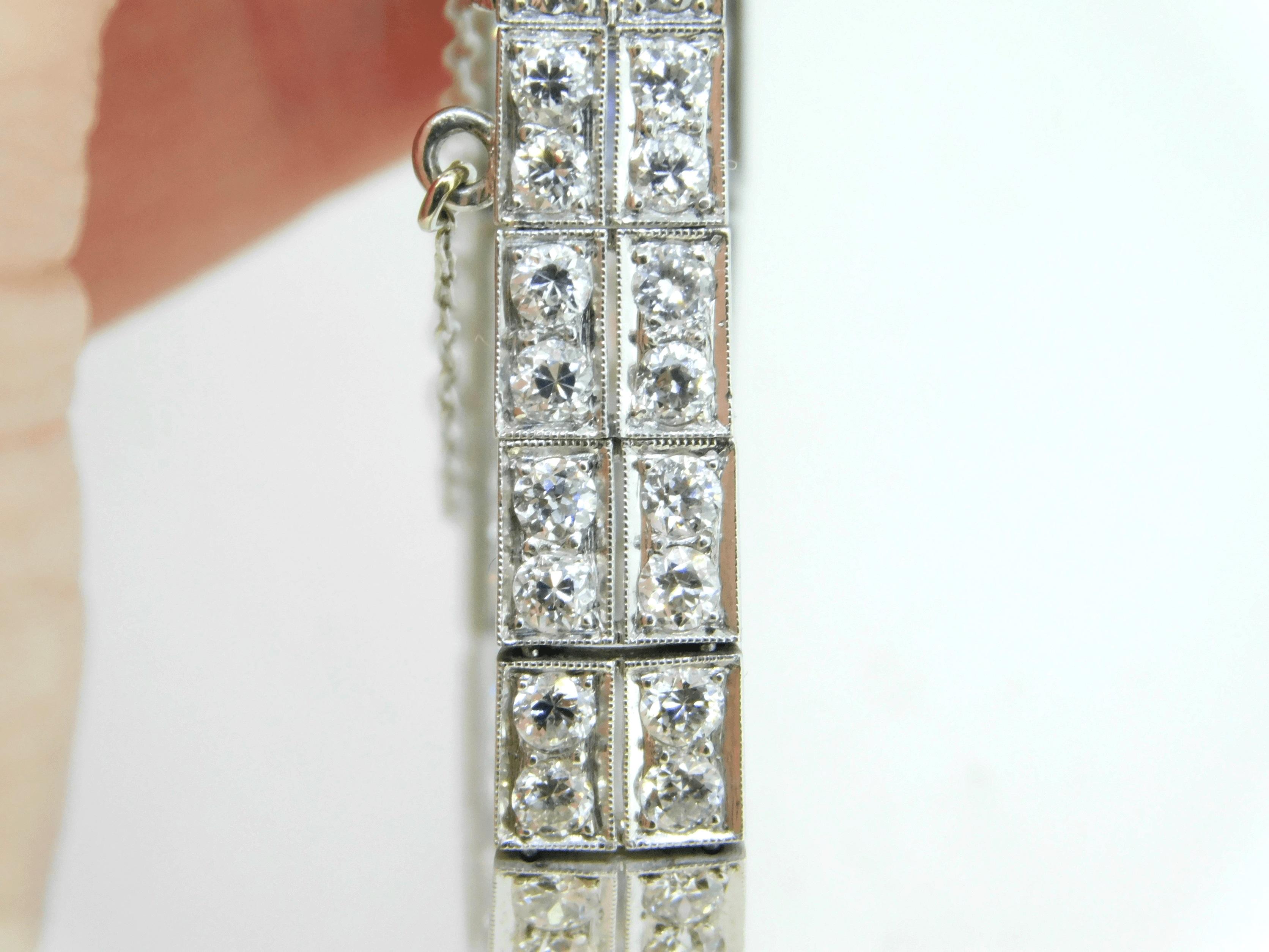 Marquise Cut Platinum Art Deco 8.5ct Diamond Bracelet with Synthetic Sapphires '#J4561' For Sale