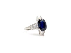 Platinum Art Deco Blue Sapphire and Diamond Ring