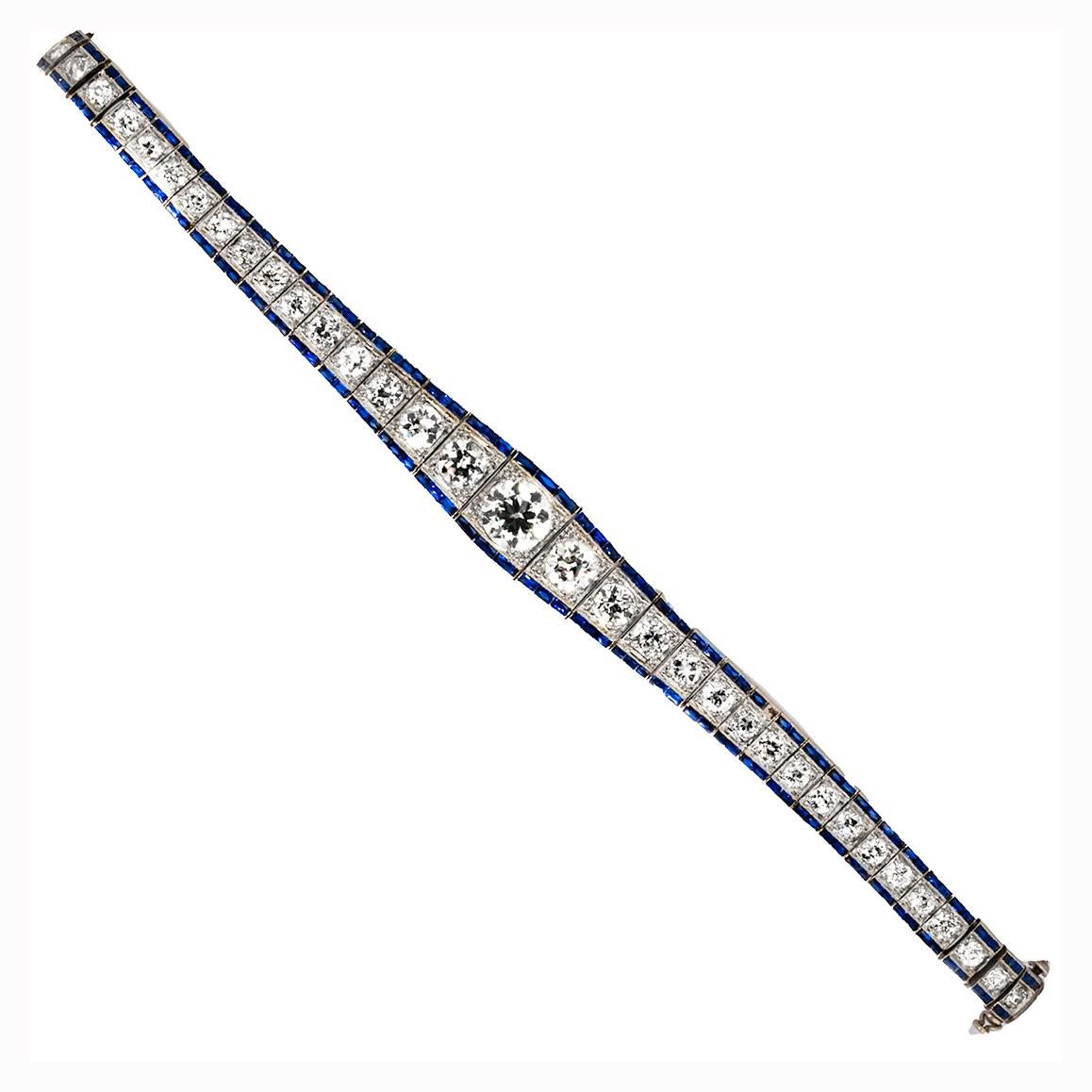 Women's or Men's Platinum Art Deco Bracelet For Sale