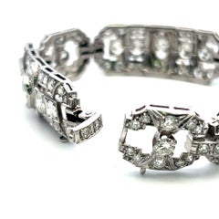 Platinum Art-Deco Bracelet with 10 Carat Mixed Cut F-VS Diamonds 6.25 Inch