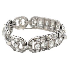 Platinum Art-Deco Bracelet with 10 Carat Mixed Cut F-VS Diamonds 6.25 Inch