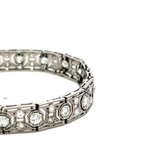 Bracciale Art Déco in platino con diamanti rotondi e a taglio Old European da 3,5 carati, colore G, purezza VS