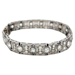 Bracciale Art Déco in platino con diamanti rotondi e a taglio Old European da 3,5 carati, colore G, purezza VS