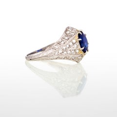Platinum Art Deco circa 1920s Diamond and Sapphire Ring