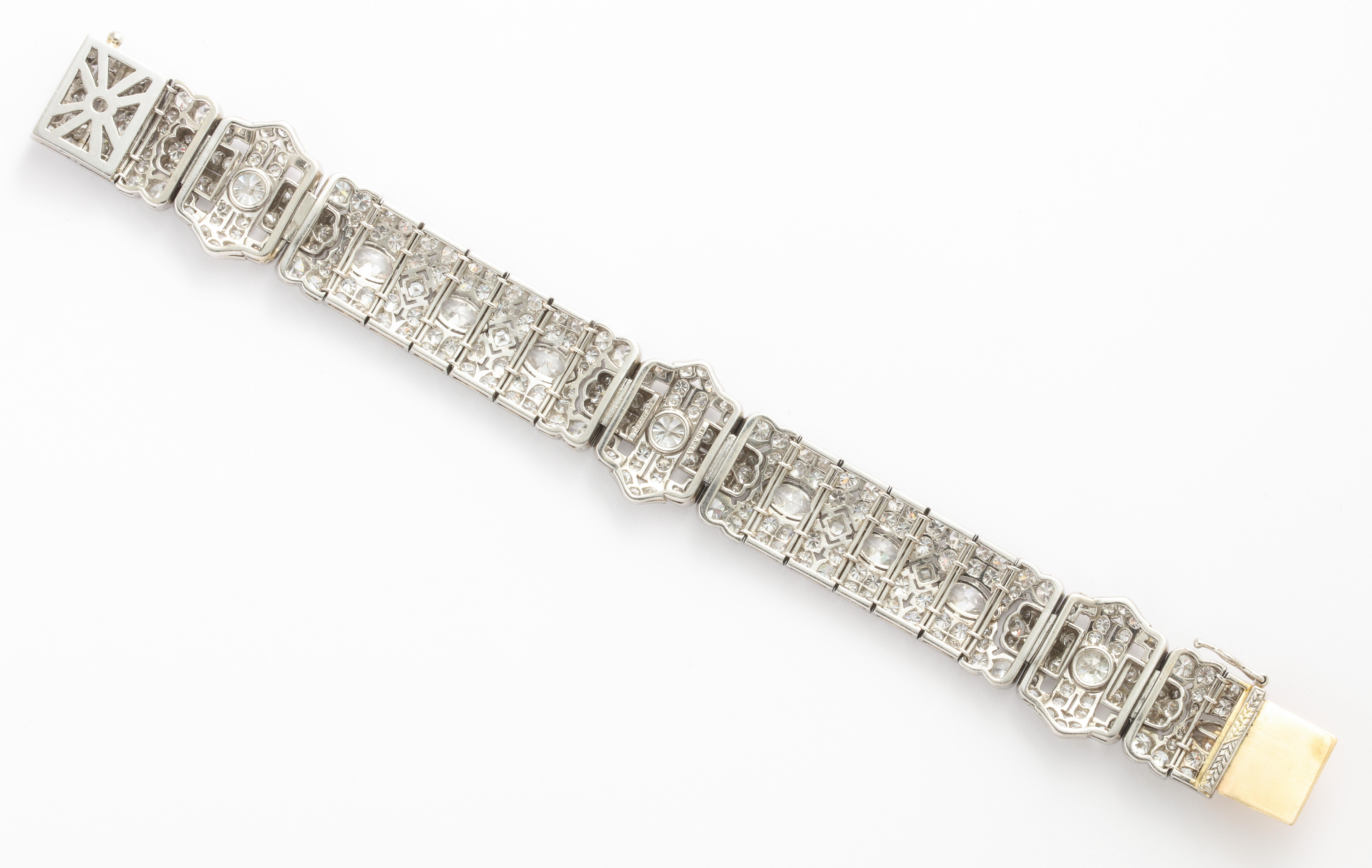 Round Cut Platinum Art Deco Diamond Bracelet by Tiffany & Co. For Sale