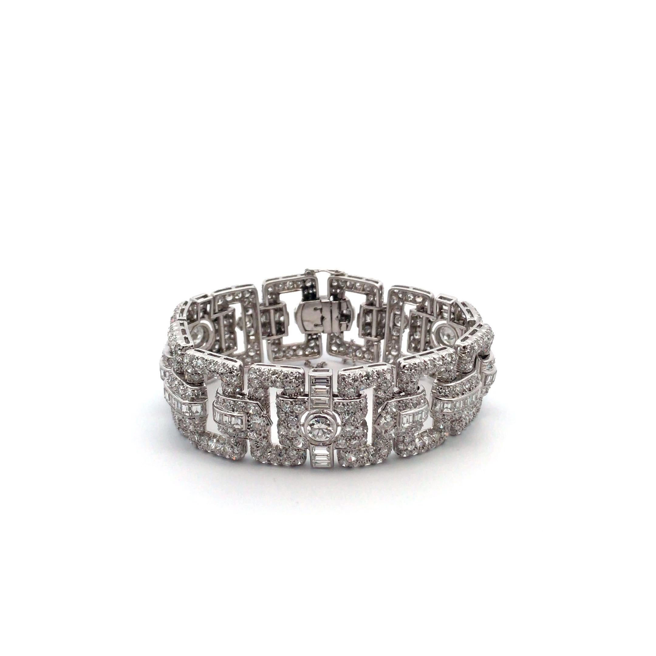 Women's or Men's Platinum Art Deco Diamond Bracelet For Sale