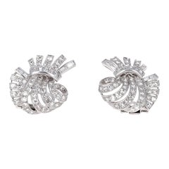 Orecchini a clip con diamanti Art Deco in platino
