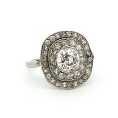 Platinum Art Deco Diamond Cluster Ring