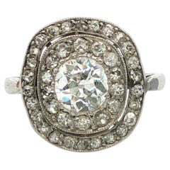Platinum Art Deco Diamond Cluster Ring