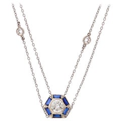 Platinum Art Deco style Custom Diamond Necklace 