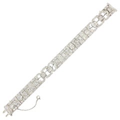 Platinum Art Deco Diamond Encrusted Bracelet Approximate 12 Carat TW, circa 1930