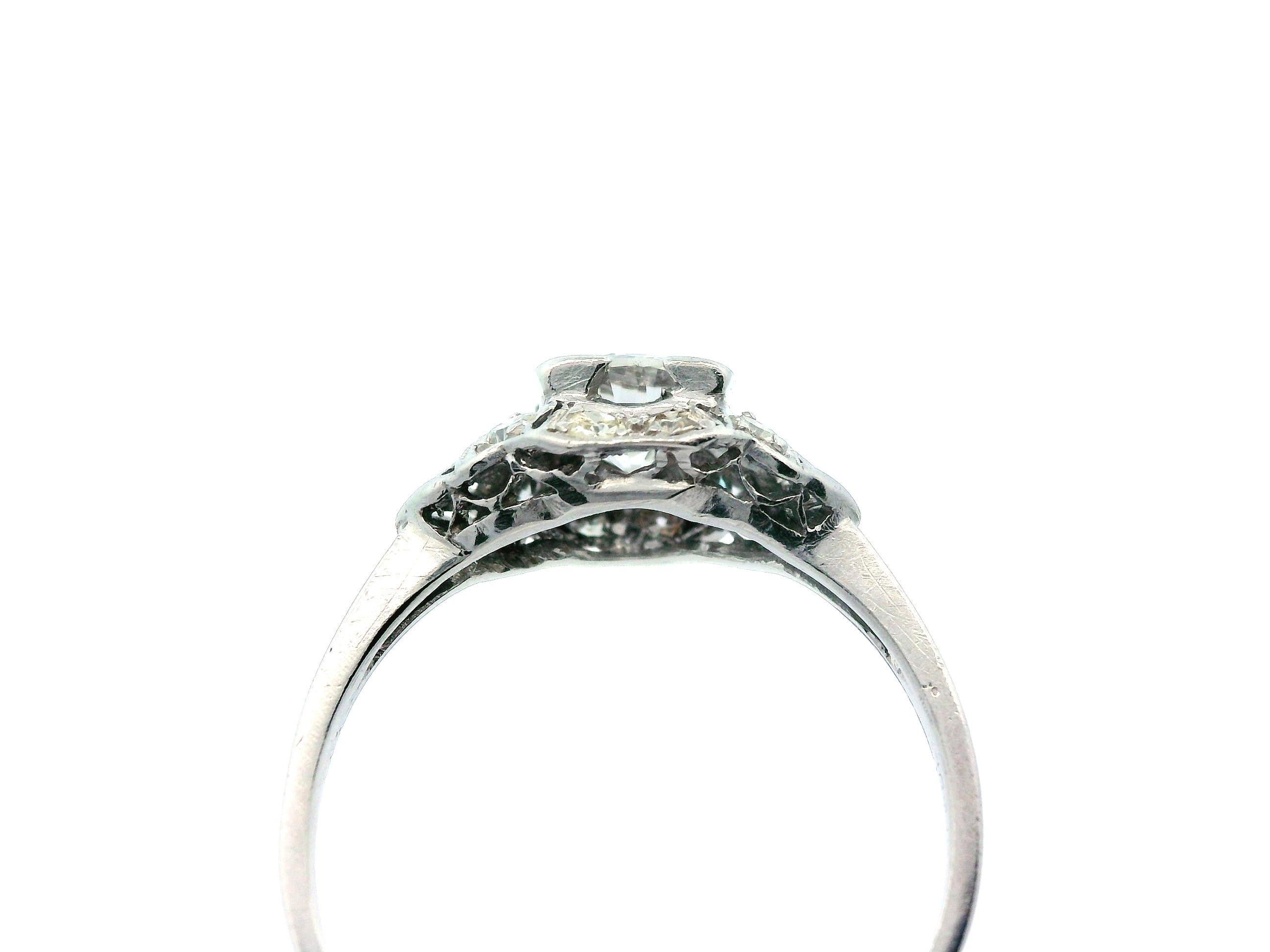 Platinum Art Deco Diamond Engagement Ring For Sale 5