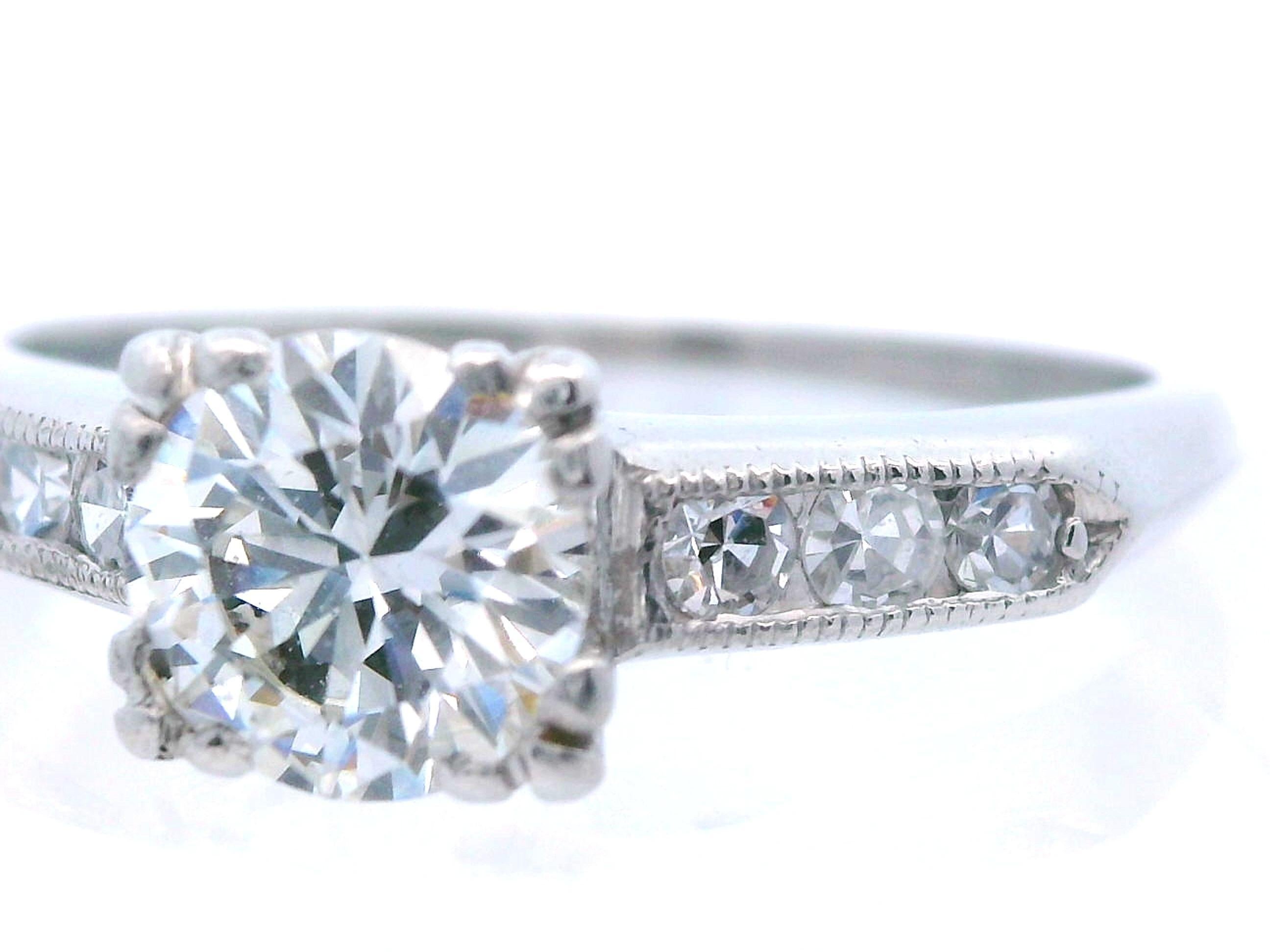 Anello di fidanzamento in platino con diamante Art Deco In condizioni buone in vendita a Lexington, KY