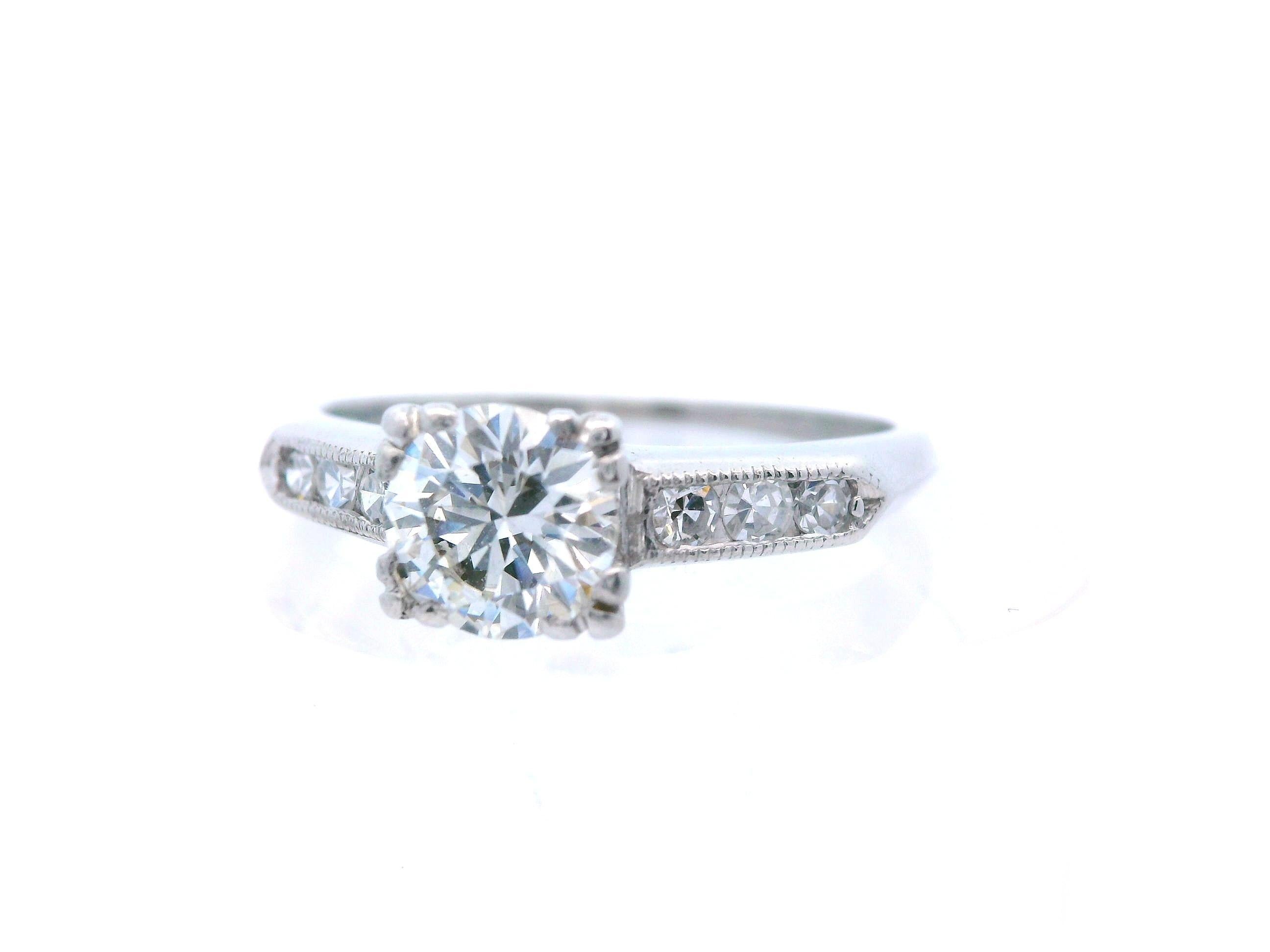 Donna Anello di fidanzamento in platino con diamante Art Deco in vendita