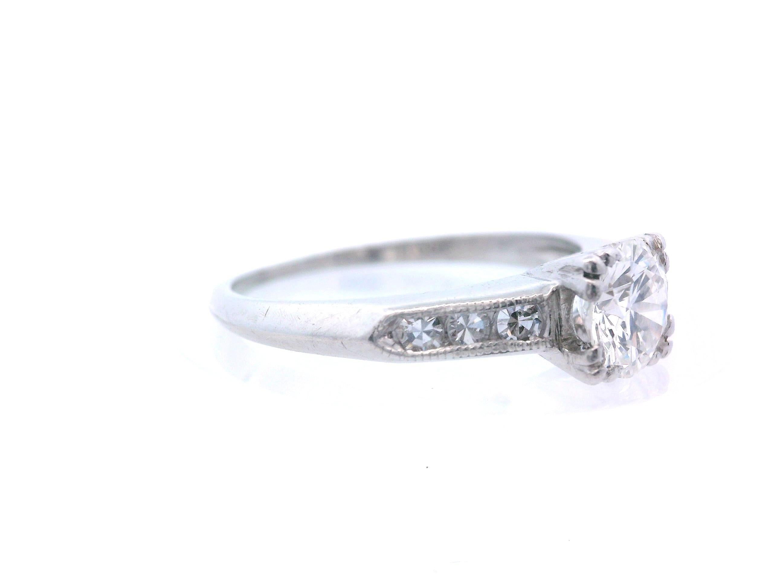 Anello di fidanzamento in platino con diamante Art Deco in vendita 2
