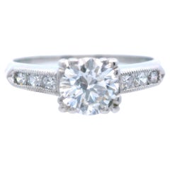 Anello di fidanzamento in platino con diamante Art Deco
