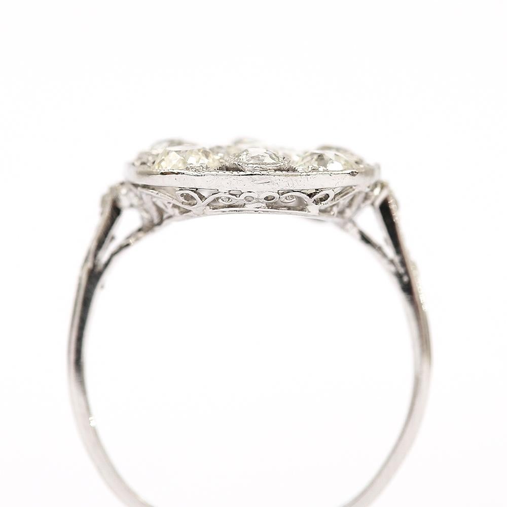 Art Deco Platinum Diamond 1.75 Carat Flat Plaque Dress Ring Circa 1920 2