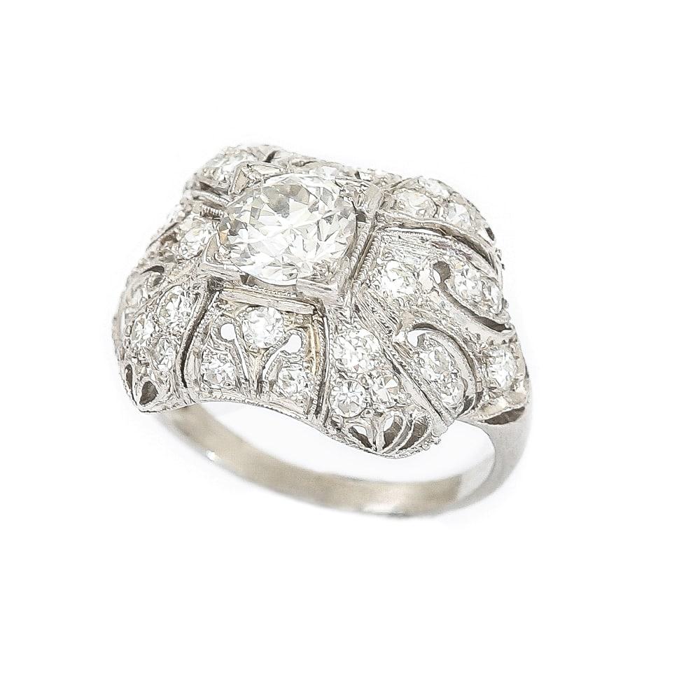 Art Deco Platinum and Diamond 1.95ct Engagement Ring Circa 1920s 3