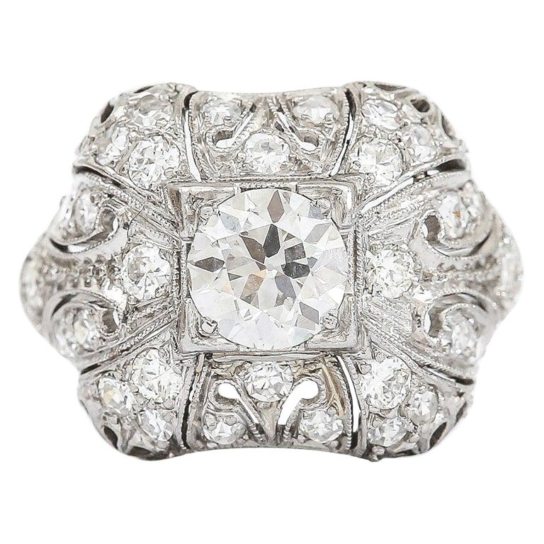 Art Deco Platinum and Diamond 1.95ct Engagement Ring Circa 1920s